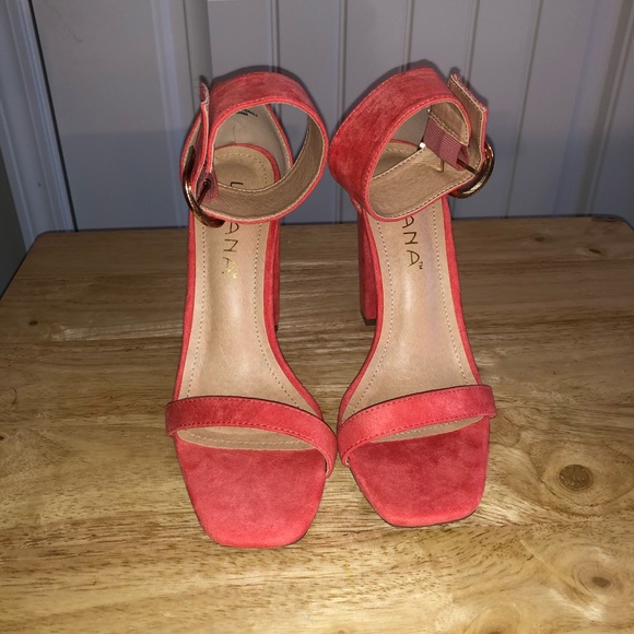 coral high heels shoes